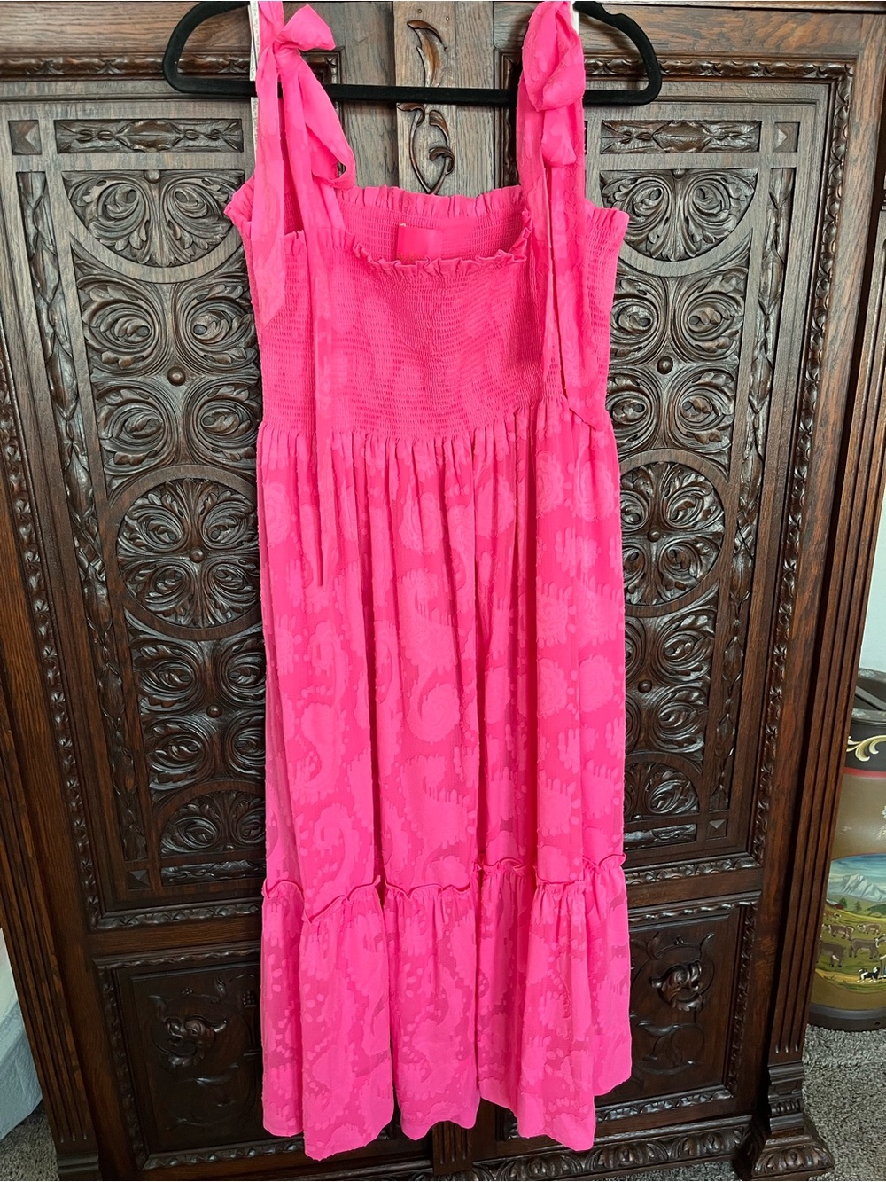 Lilly Pulitzer Rivera Hot Pink Tie-Shoulder Midi Dress
